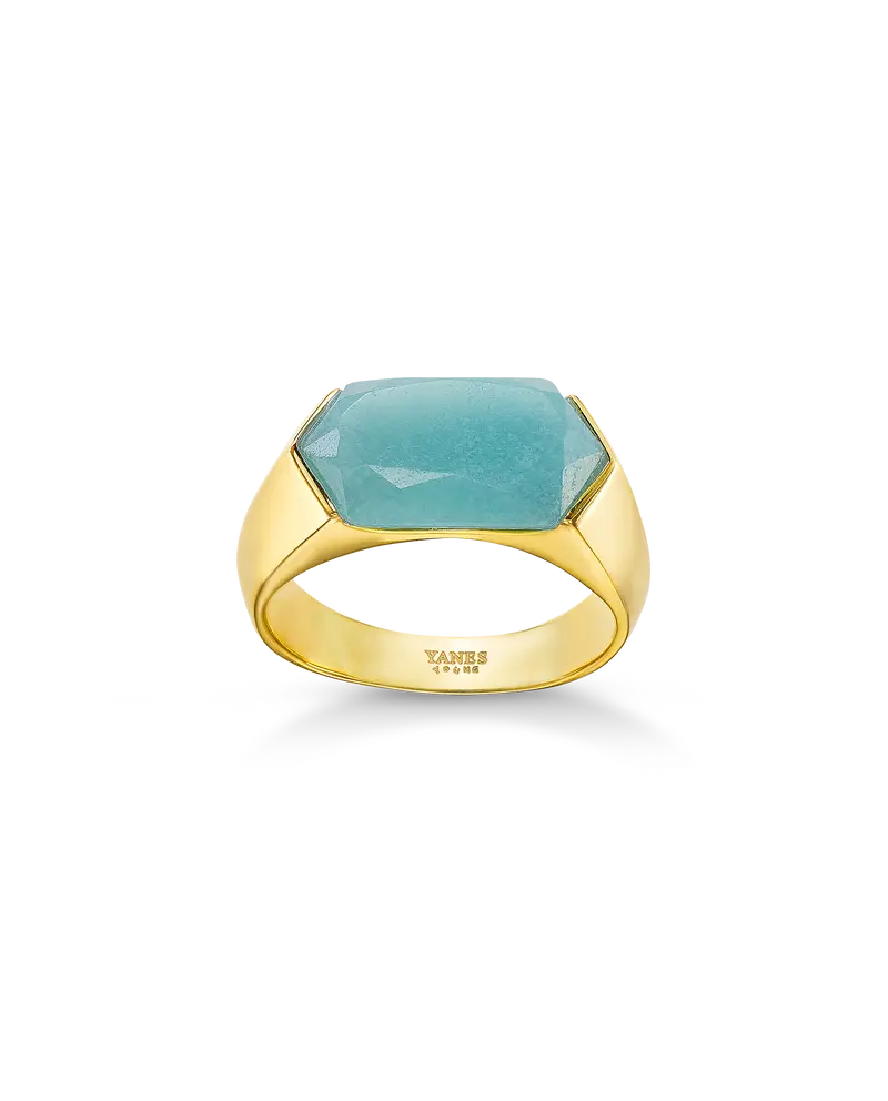 Anillo Elbert amazonita, plata dorada