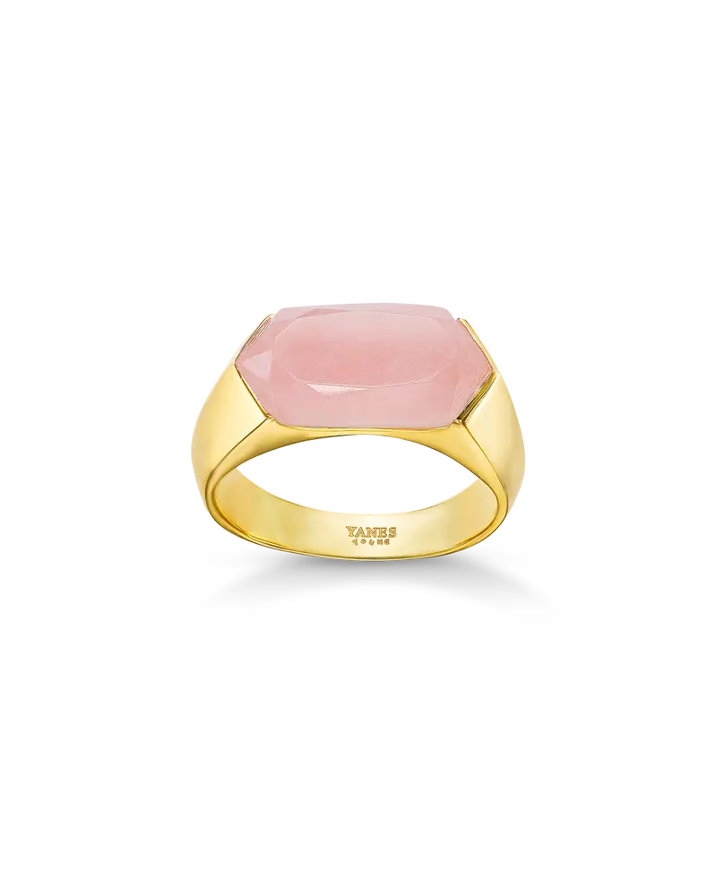 Anillo Elbert cuarzo, plata dorada