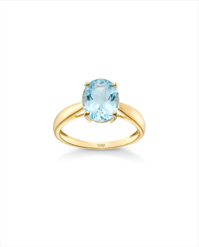 Anillo Elipt topacio azul, plata dorada