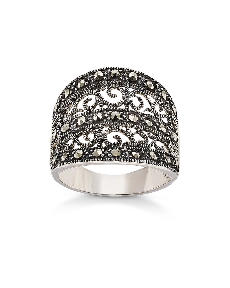 Anillo Elisabeth marcasitas, plata