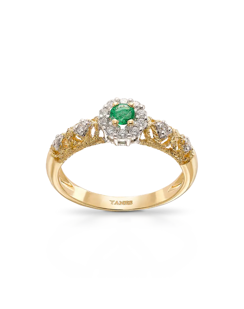 Anillo Giralda esmeralda y diamantes, oro