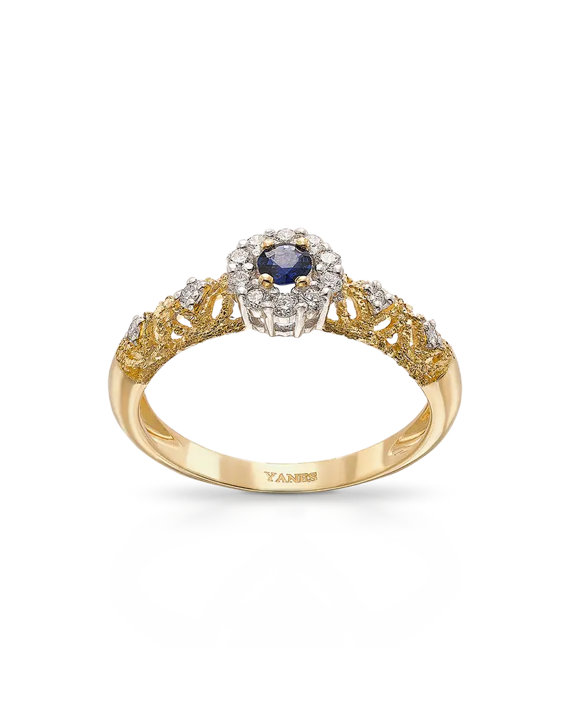 Anillo Giralda zafiro y diamantes, oro