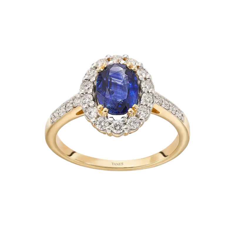Anillo Gran Ceylán Channel, zafiro y diamantes