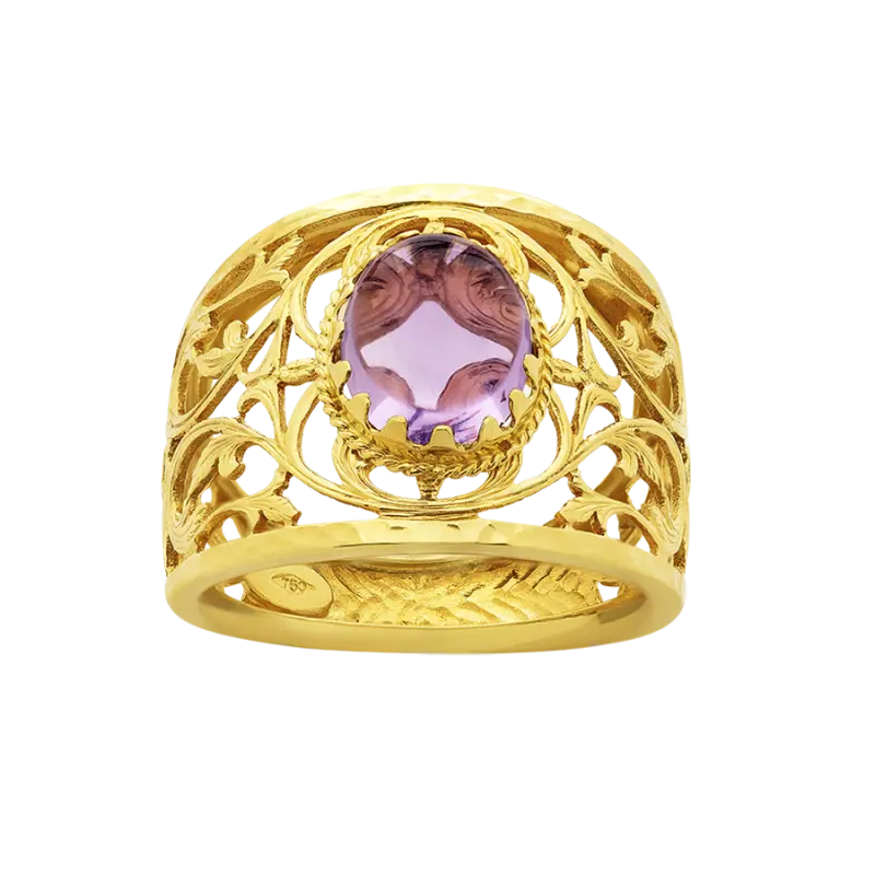 Anillo Granada amatista, oro