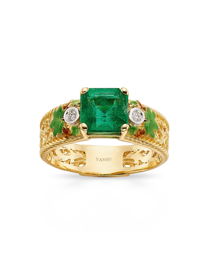 Anillo Guadiana esmeralda y diamantes, oro