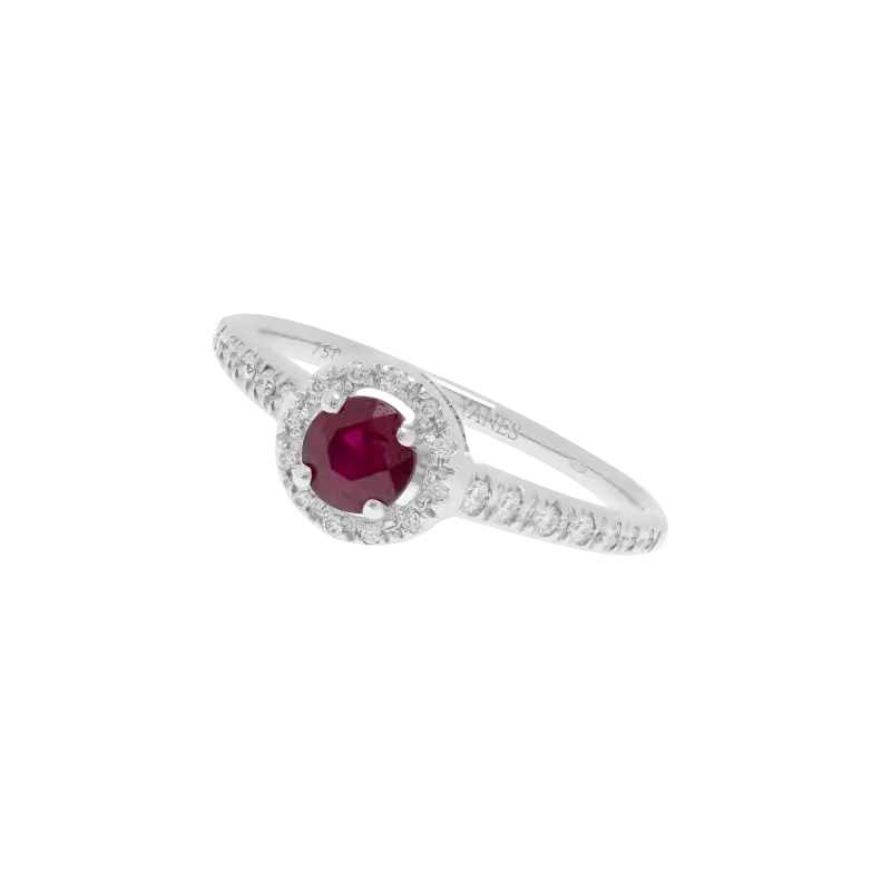 Anillo Happy Colours rubí y diamantes, oro blanco