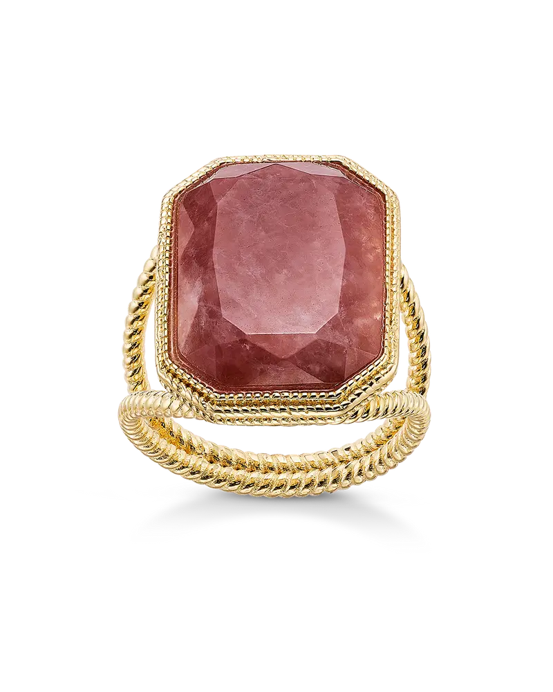 Anillo Hill cuarzo rojo, plata dorada