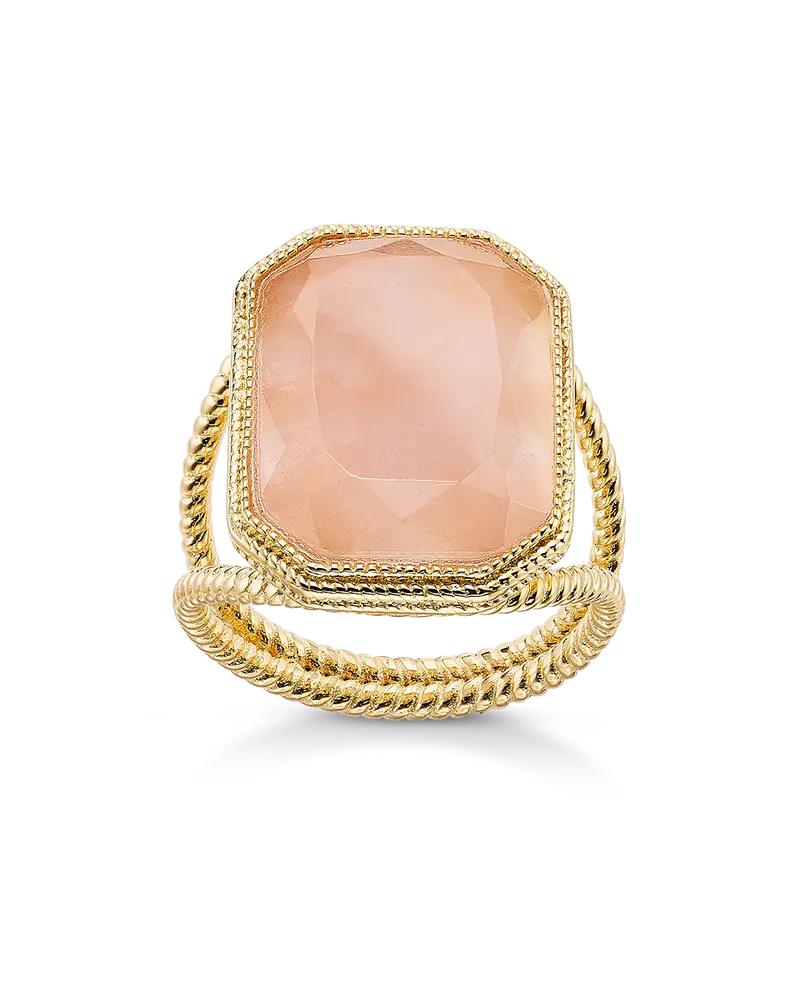 Anillo Hill cuarzo rosa, plata dorada