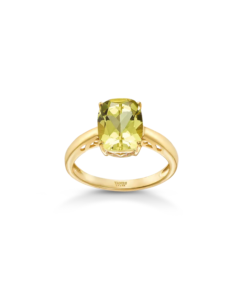 Anillo Honey cuarzo limón, plata dorada