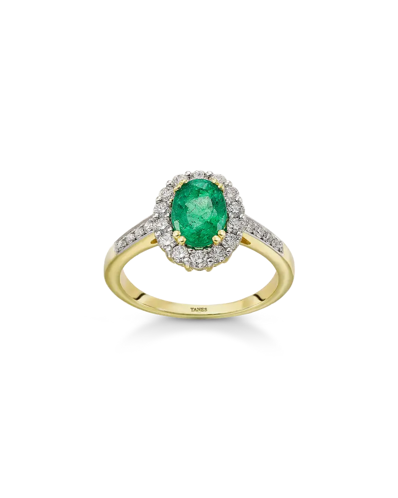 Anillo Iguazú esmeralda y diamantes, oro