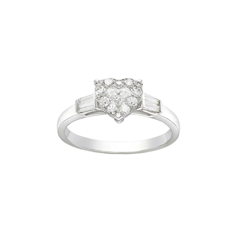 Anillo Isabella corazón diamantes, oro blanco