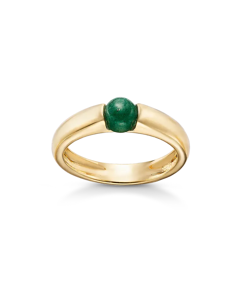 Anillo Lim mini, aventurina, plata dorada