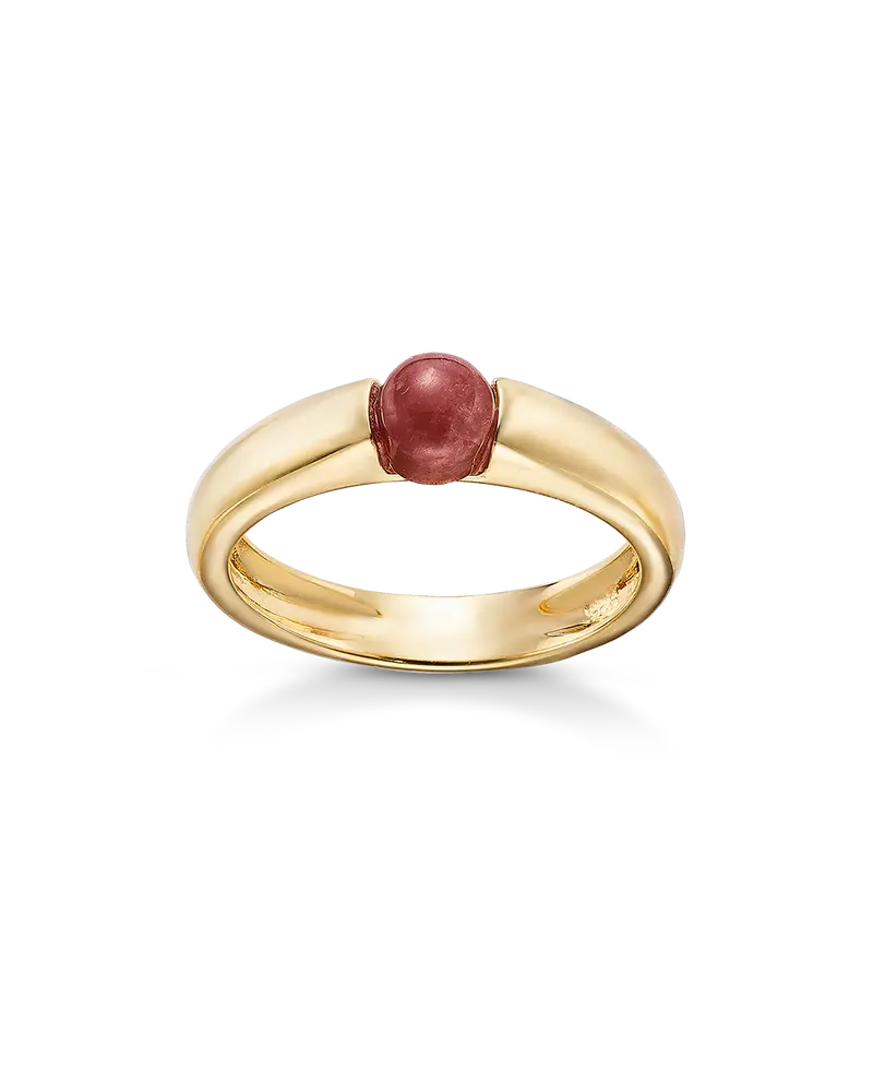 Anillo Lim mini, cuarzo rojo, plata dorada