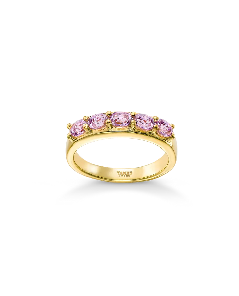 Anillo Line amatista, plata dorada
