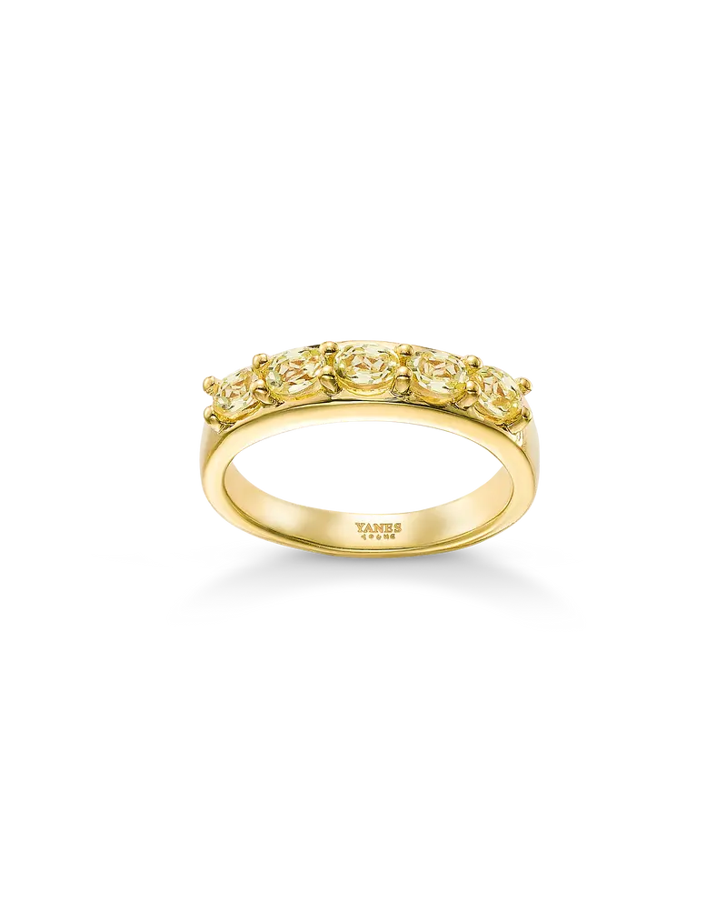 Anillo Line cuarzo limón, plata dorada