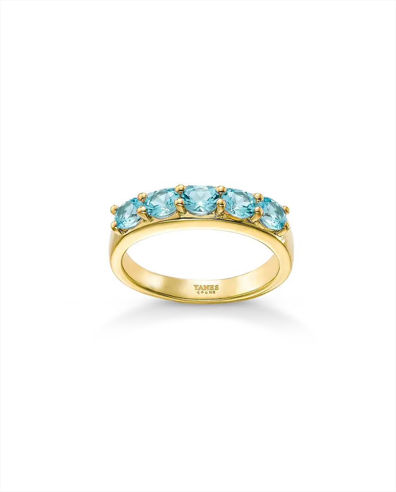 Anillo Line topacio azul, plata dorada