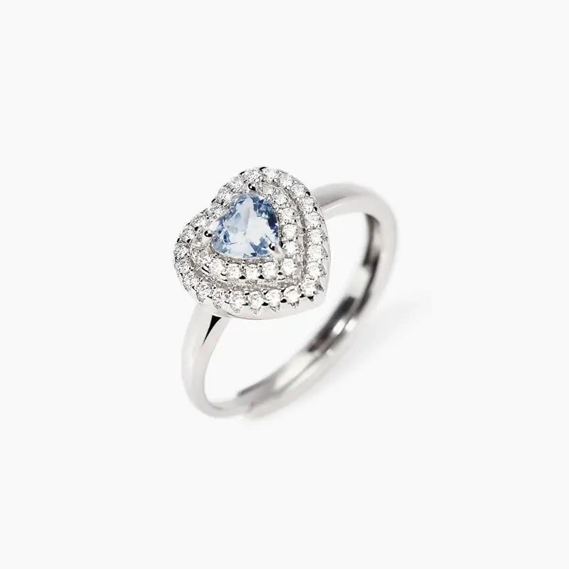 Anillo Mabina de corazón sintético aguamarina AMOR 523476