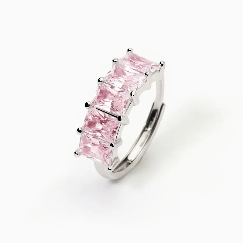 Anillo Mabina de plata para mujer con circonitas rosas Valentina 523410