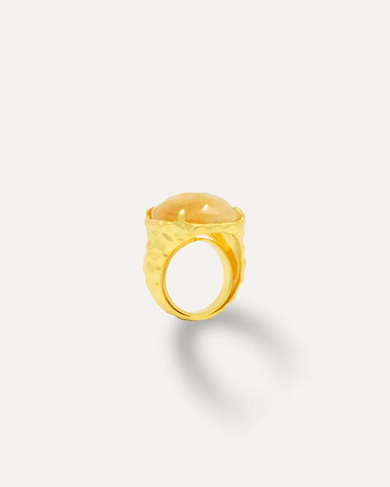 Anillo Madurei Dorado Cuarzo Citrino