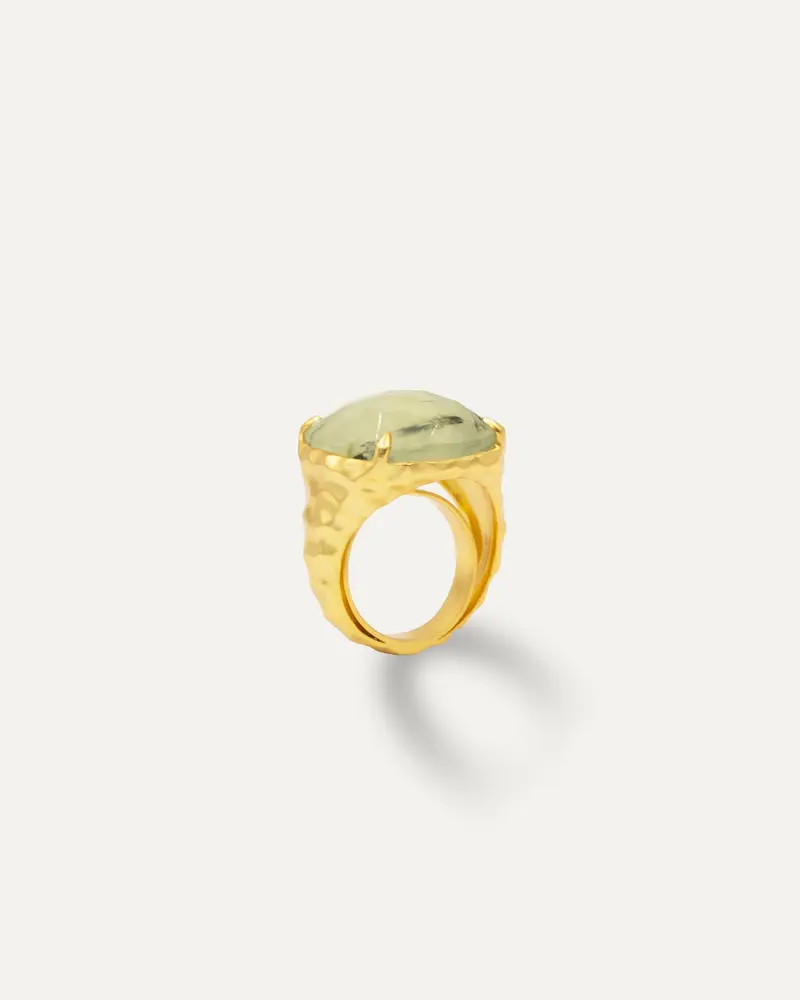 Anillo Madurei Dorado Prehnita