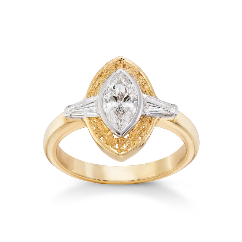 Anillo Marquesa diamantes, oro