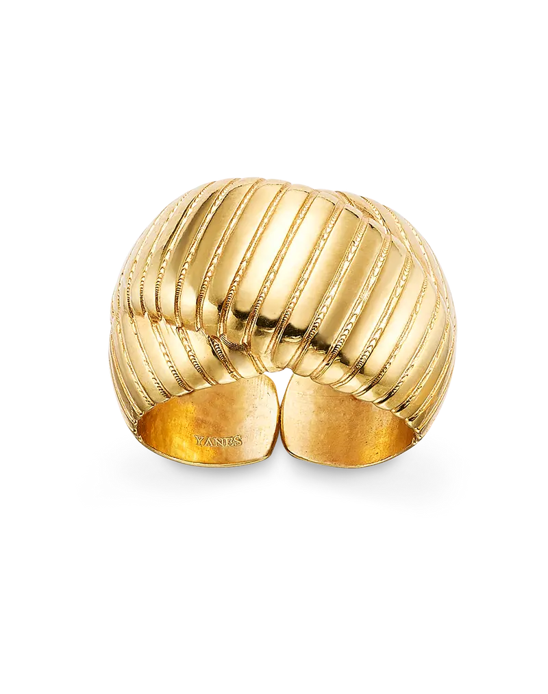 Anillo Met, plata dorada