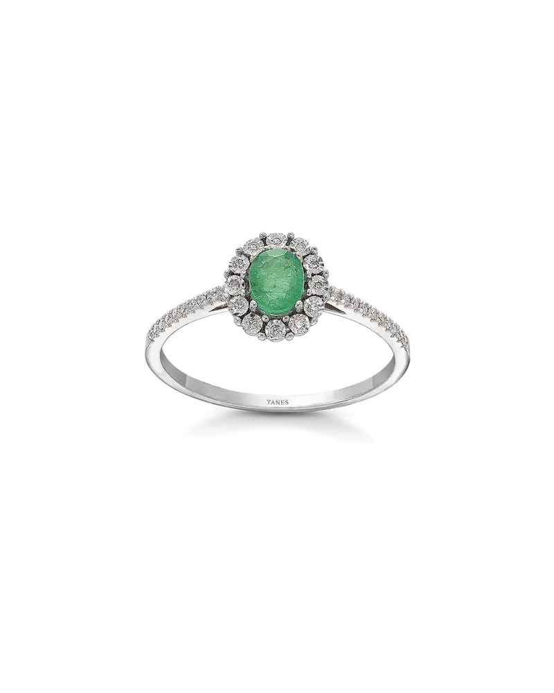 Anillo Mini Beauty esmeraldas y diamantes, oro blanco