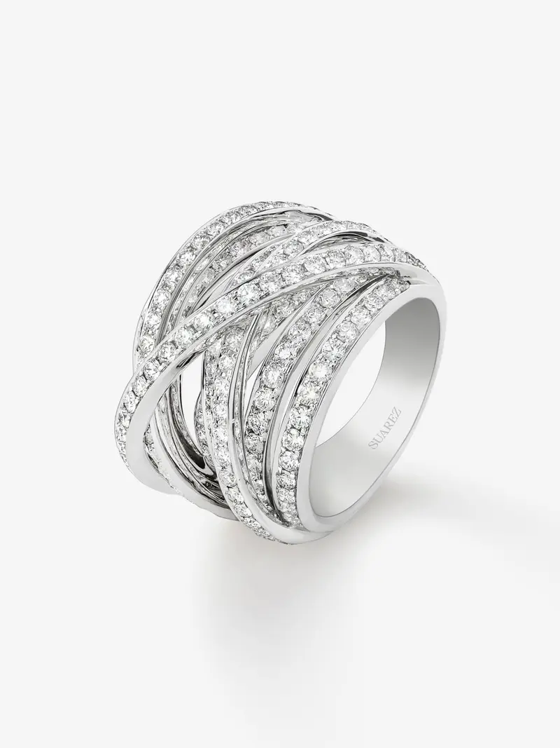 Anillo multibrazo de oro blanco de 18K con 185 diamantes en talla brillante con un total de 2,67 cts