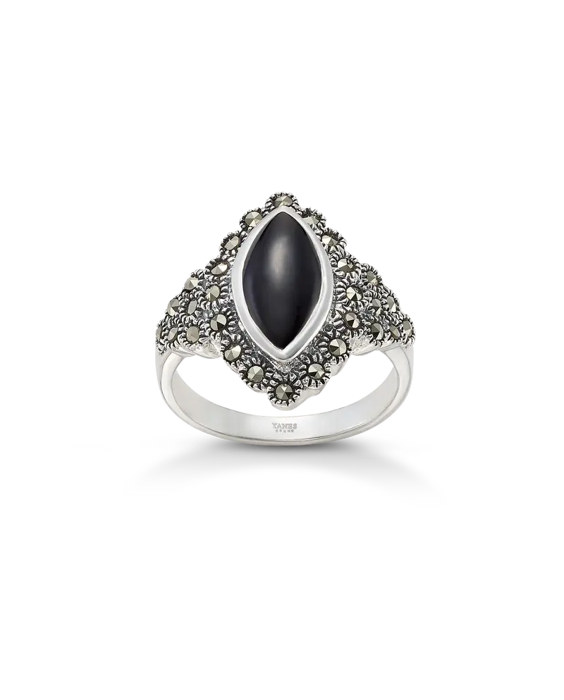 Anillo Neru Ónix, plata