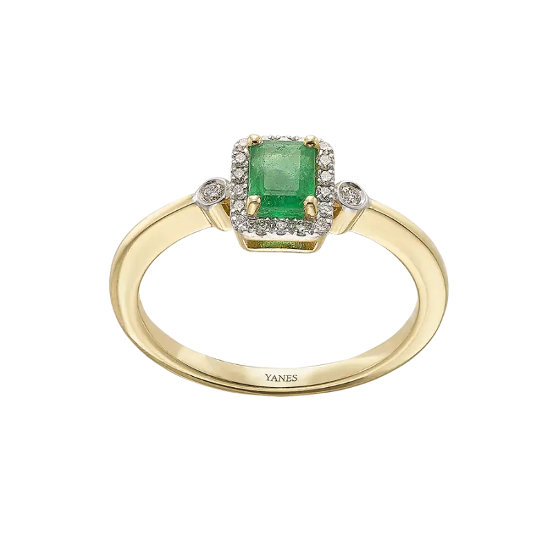 Anillo Nice Eternity esmeralda y diamantes, oro