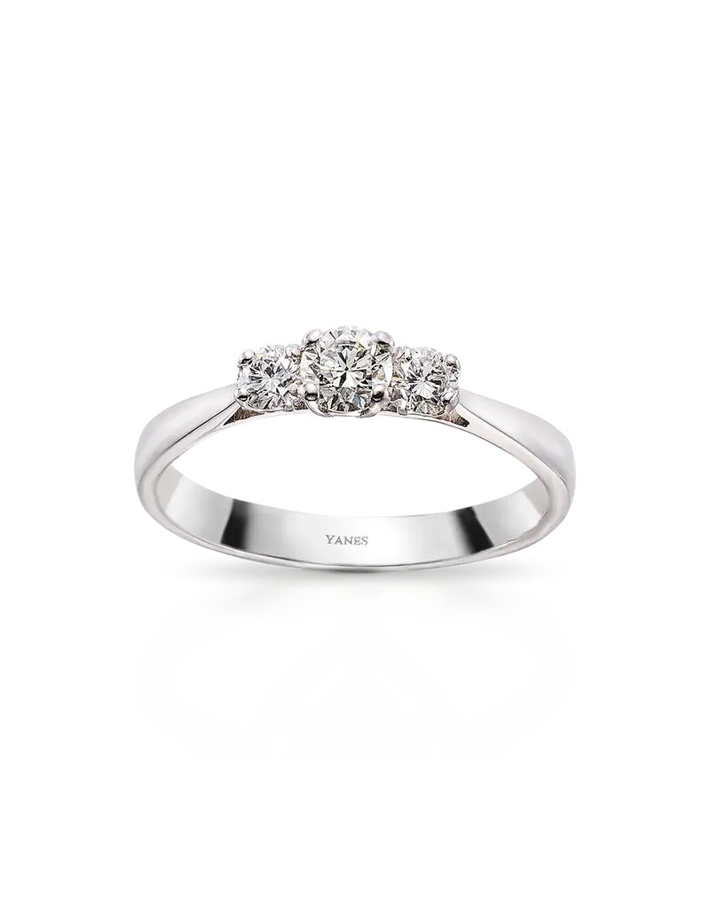 Anillo Nice Trio diamantes, oro blanco