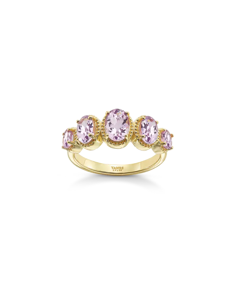 Anillo Oval amatista, plata dorada