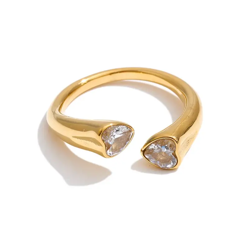 Anillo Paulita ajustable de acero inoxidable en forma de corazón