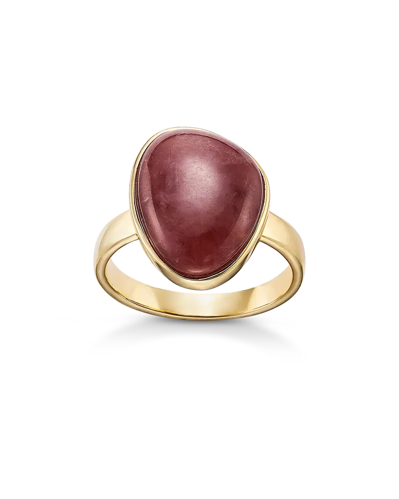 Anillo Percy cuarzo rojo, plata dorada