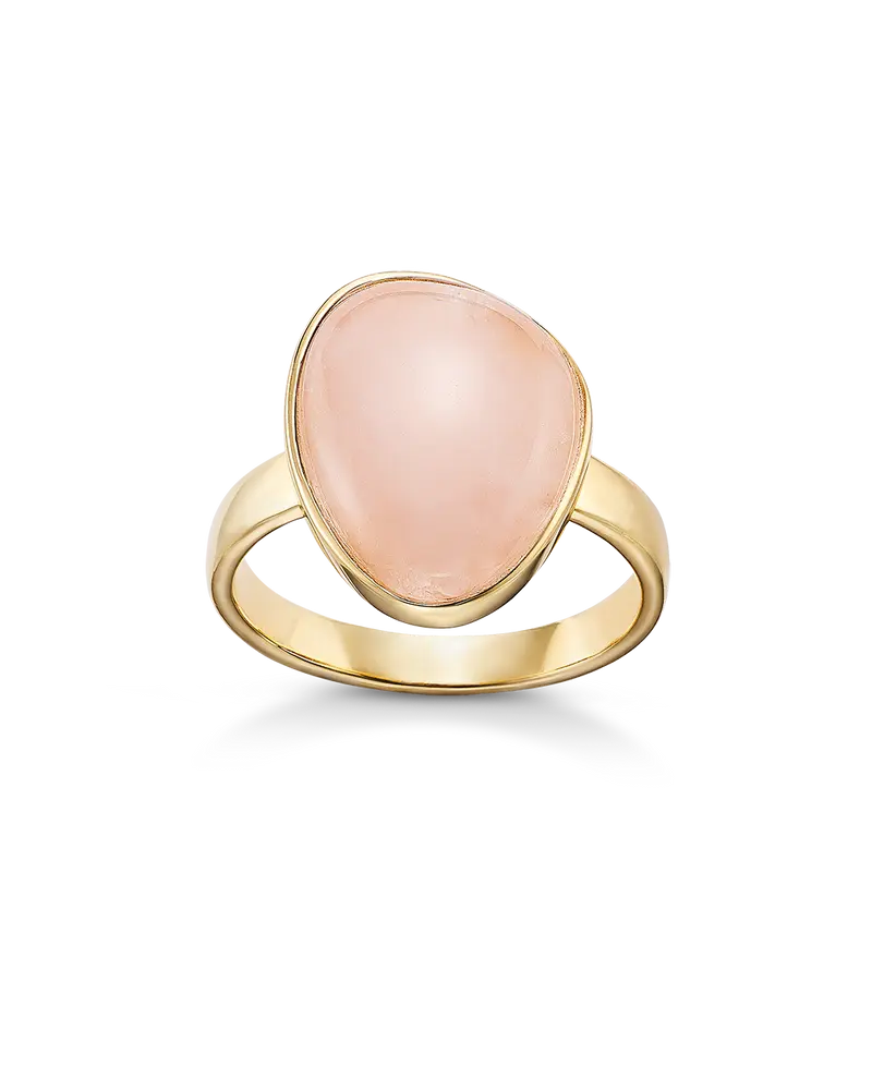 Anillo Percy cuarzo rosa, plata dorada