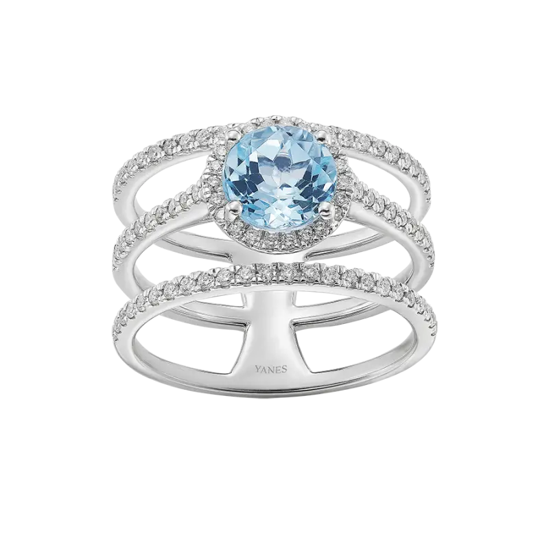 Anillo Precious Blue Topaz diamantes, oro