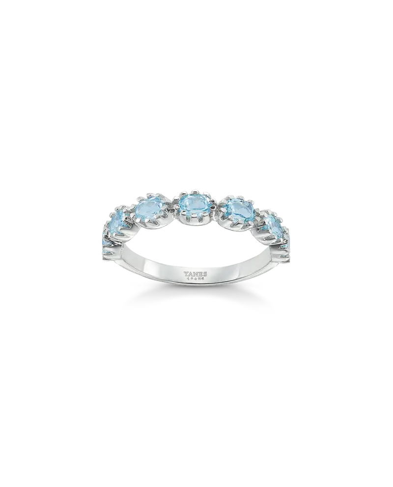 Anillo Riviere topacios azules, plata