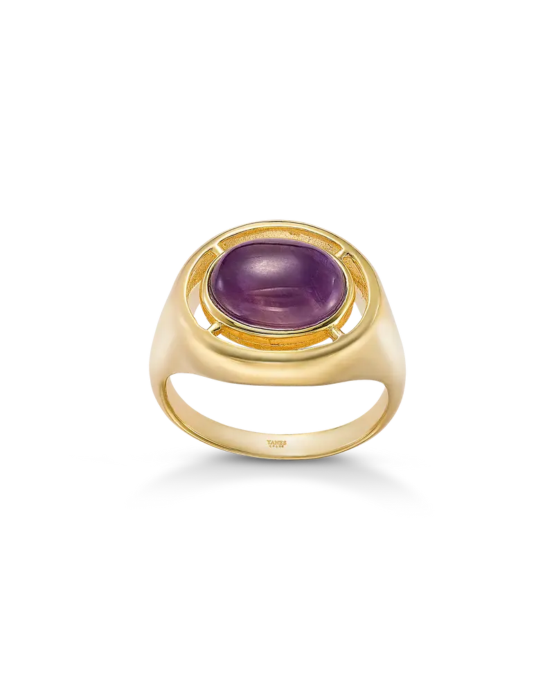 Anillo Rocosas amatista, plata dorada