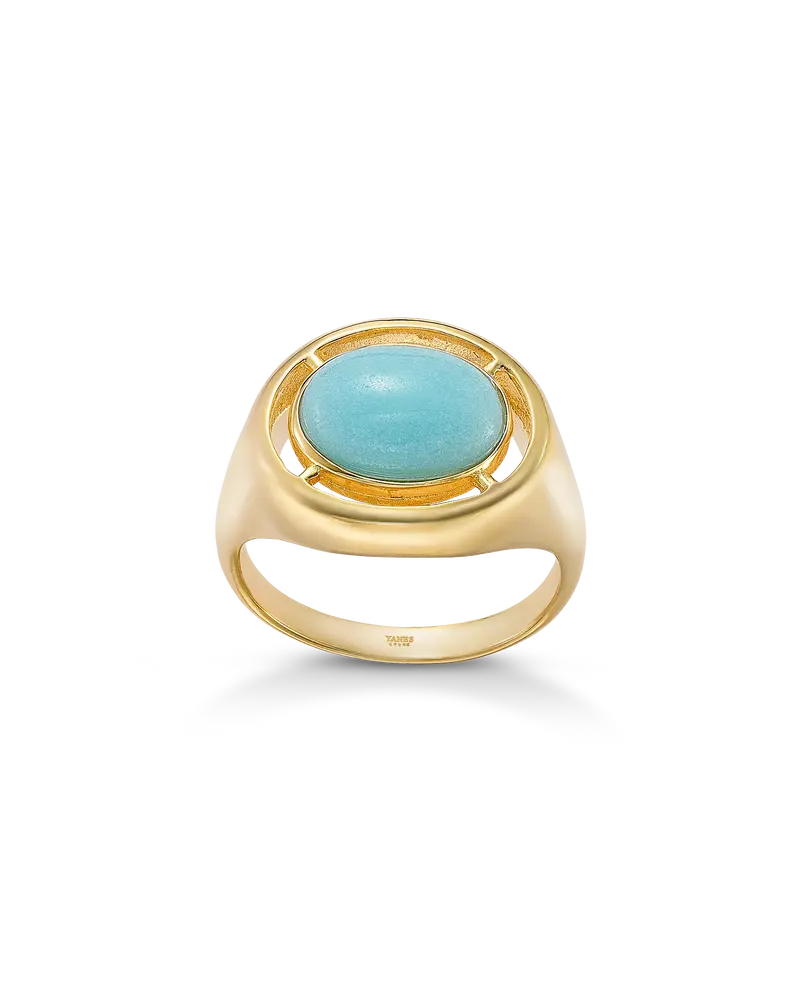 Anillo Rocosas amazonita, plata dorada