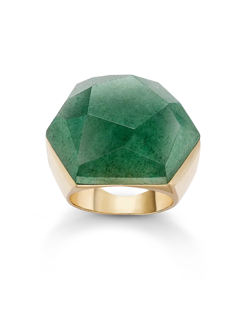Anillo Sidney cuarzo verde, plata dorada