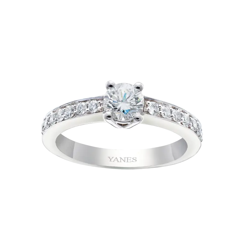 Anillo Solitario diamantes Kate, oro blanco