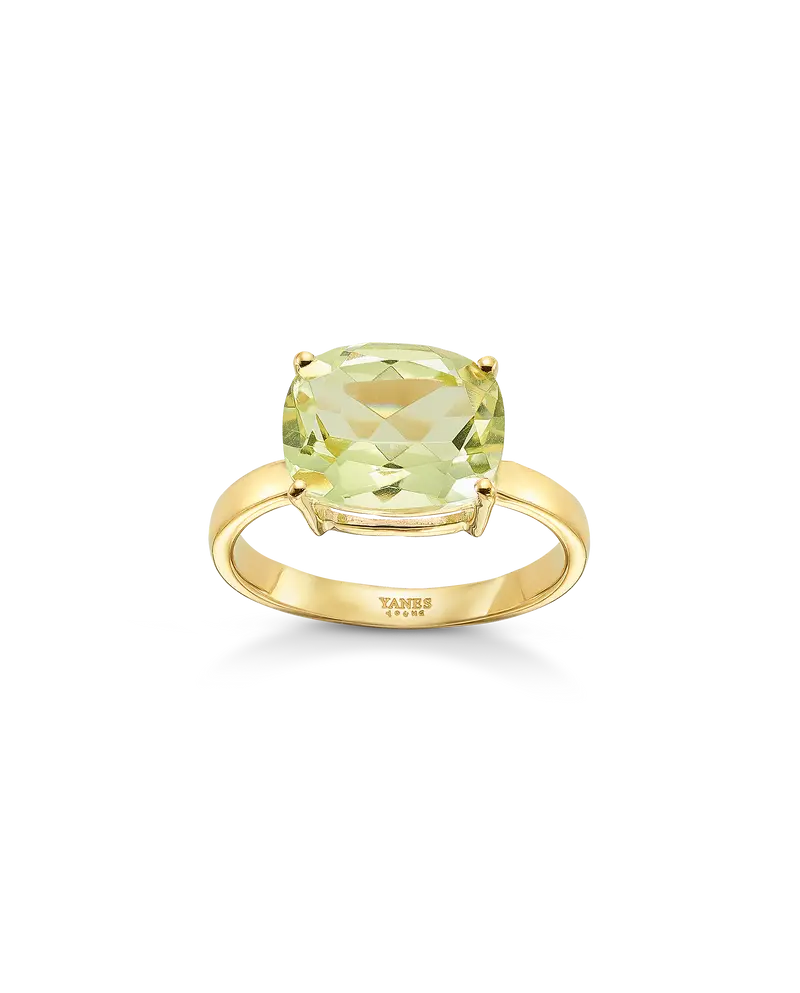 Anillo Sweet cuarzo limón, plata dorada