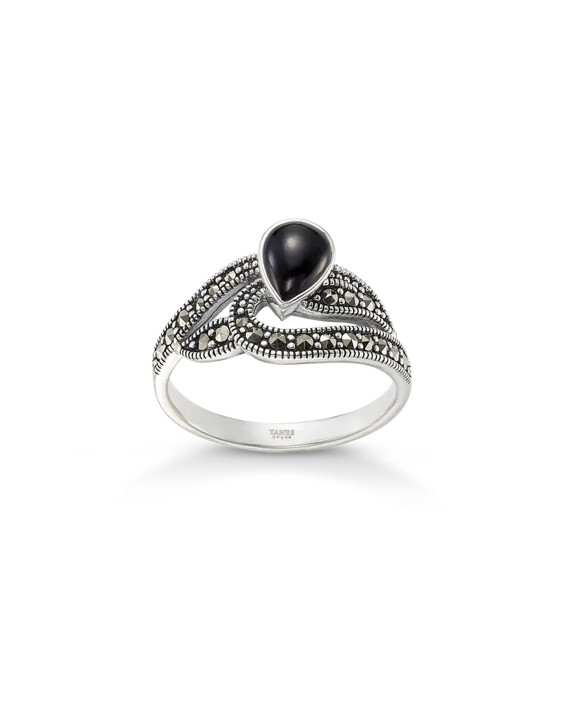 Anillo Tian Ónix, plata