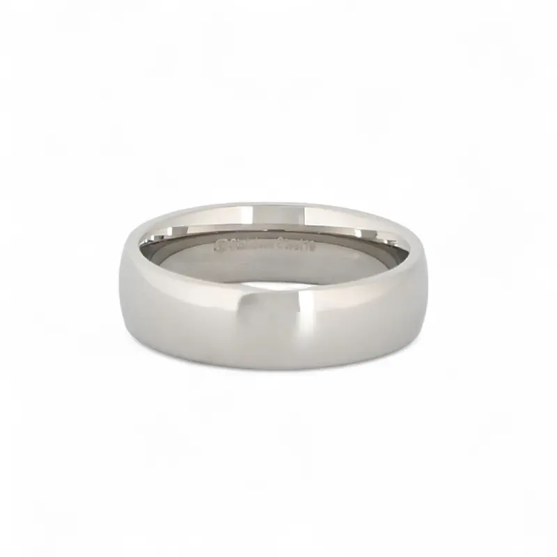 Anillo tipo alianza de acero inoxidable completamente liso acabado plata - mbyou