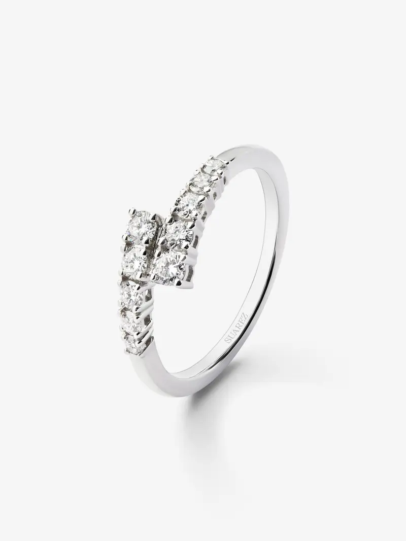 Anillo tú y yo de oro blanco de 18K con 10 diamantes en talla brillante con un total de 0,4 cts