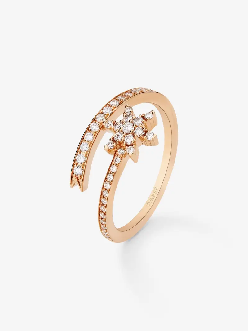 Anillo tú y yo de oro rosa de 18K con 41 diamantes en talla brillante con un total de 0,26 cts