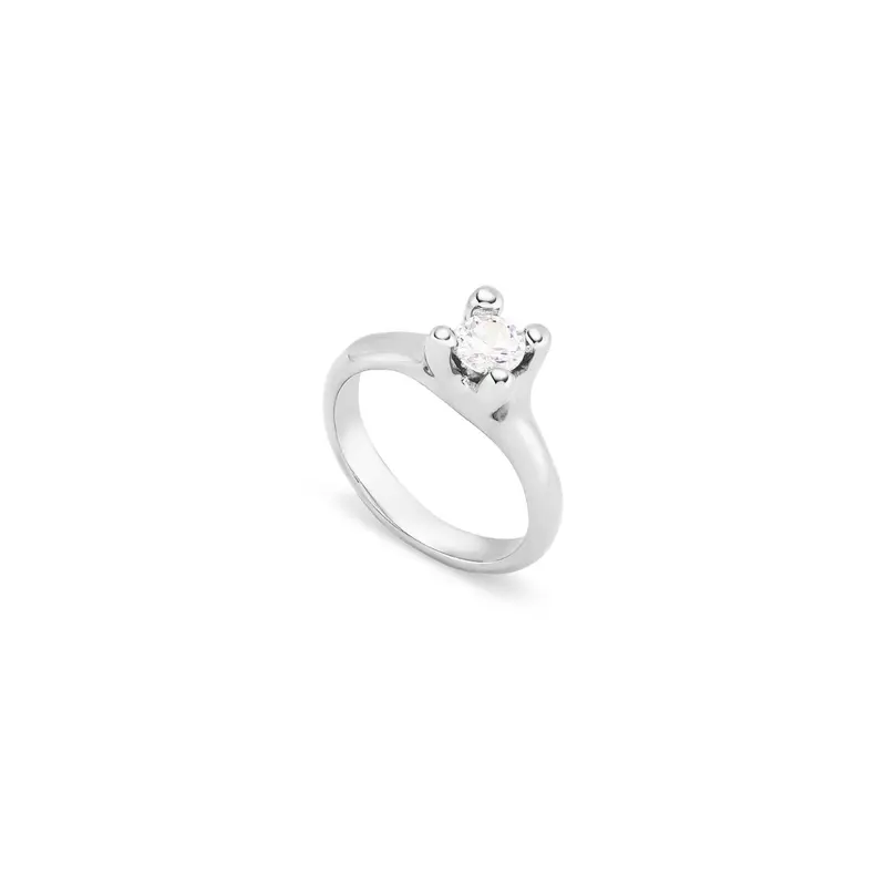 Anillo UNODE50 bañado en plata de ley con circonita blanca ANI0804BLNMTL