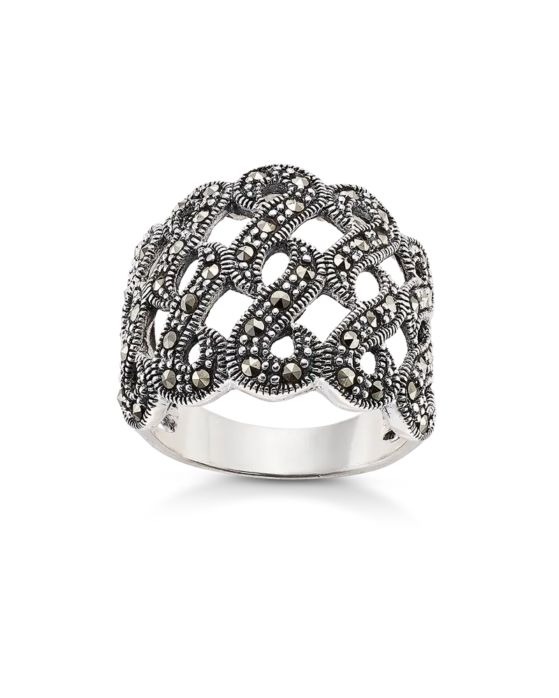 Anillo Wagner marcasitas, plata