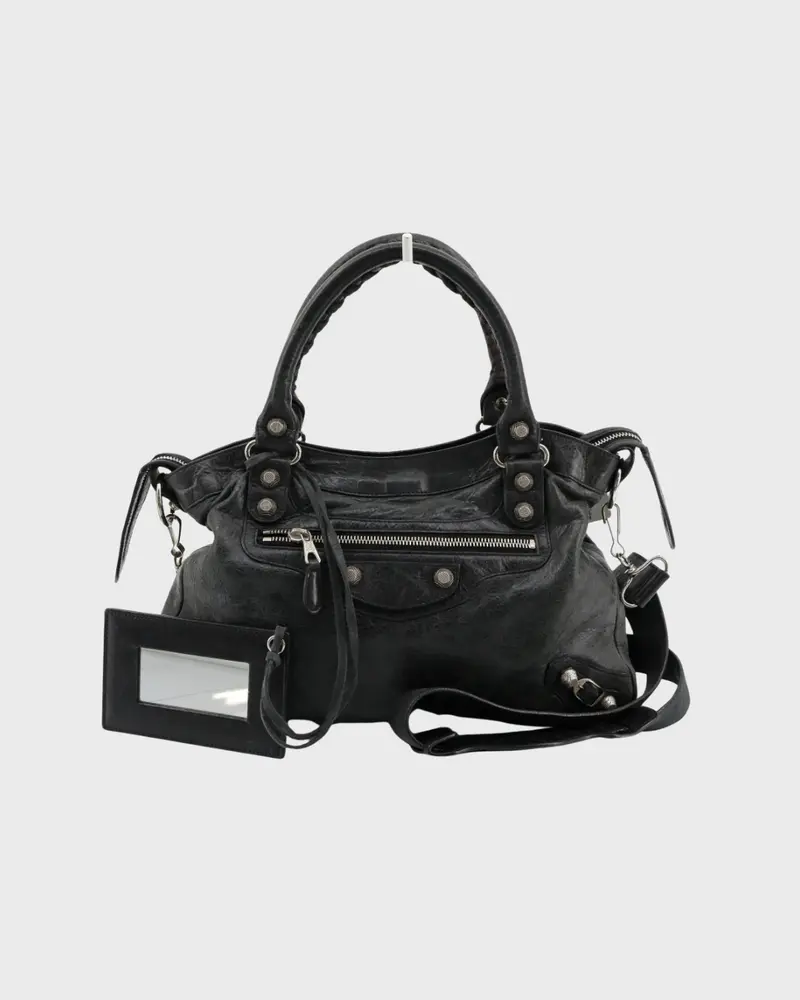 Balenciaga The City 2WAY Mediano en cuero negro