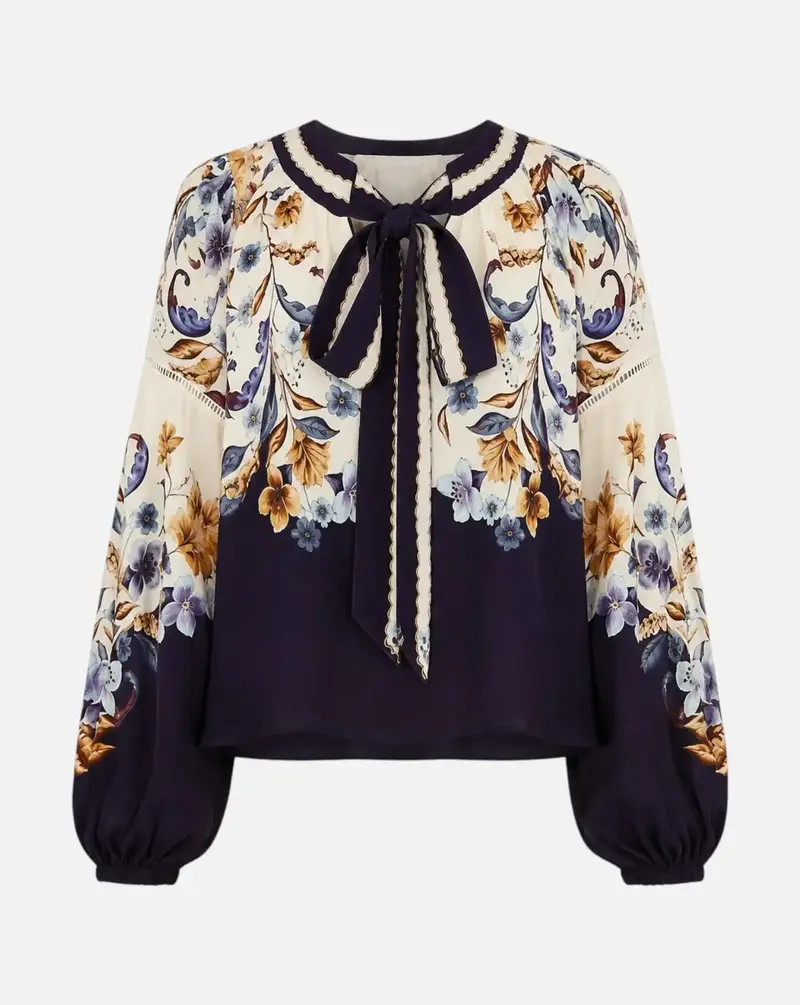 Blusa Farm Rio Golden Nature Navy Blue